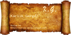 Karlik Gergő névjegykártya